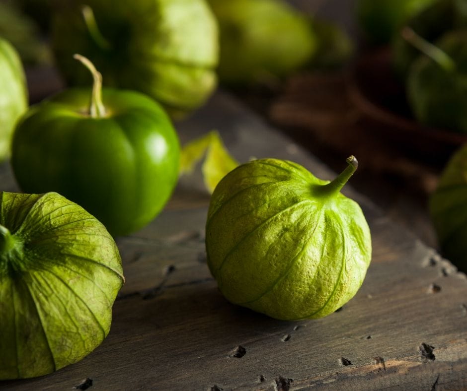 tomatillos with the husks still on