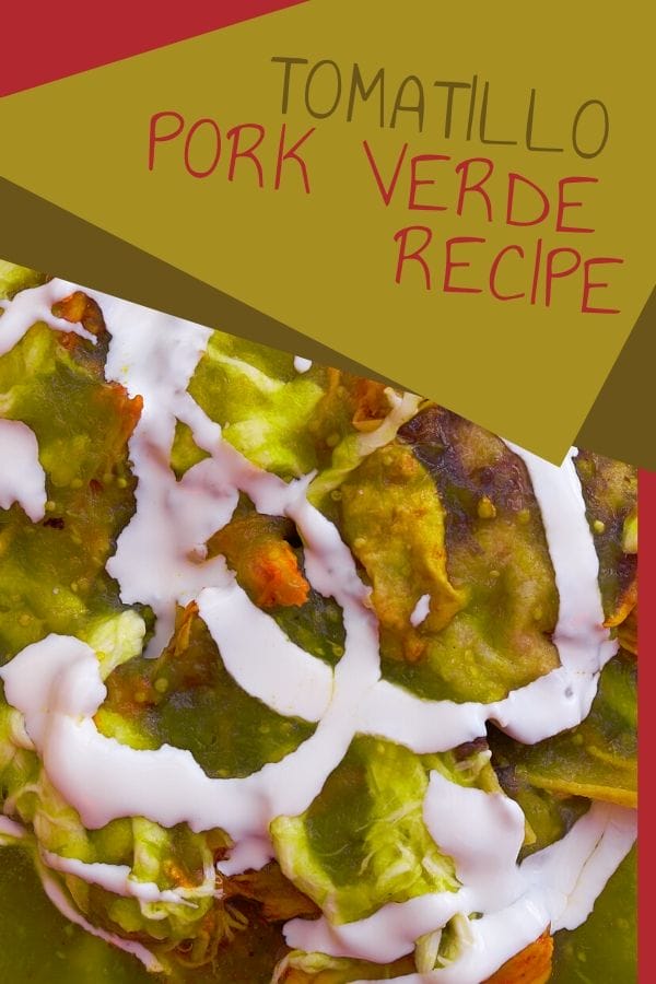 tomatillo pork verde garnished with sour cream