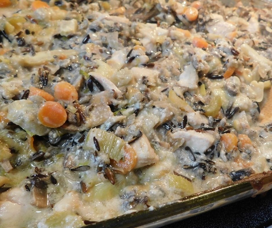 chicken, artichoke, and wild rice casserole 