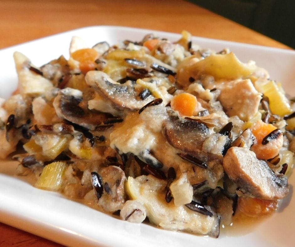 Wild rice is so different and interesting. I wanted to create a new kind of meal with it, so I came up with this creamy chicken, artichoke, and wild rice casserole and it was amazing!