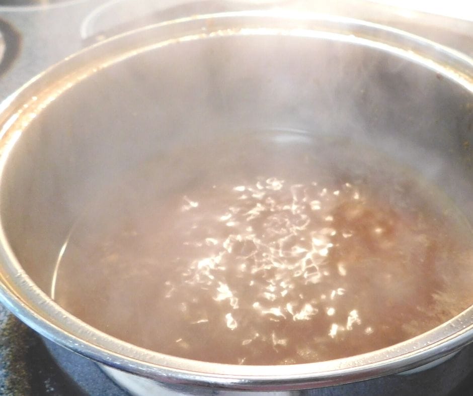 teriyaki sauce reducing on the stove
