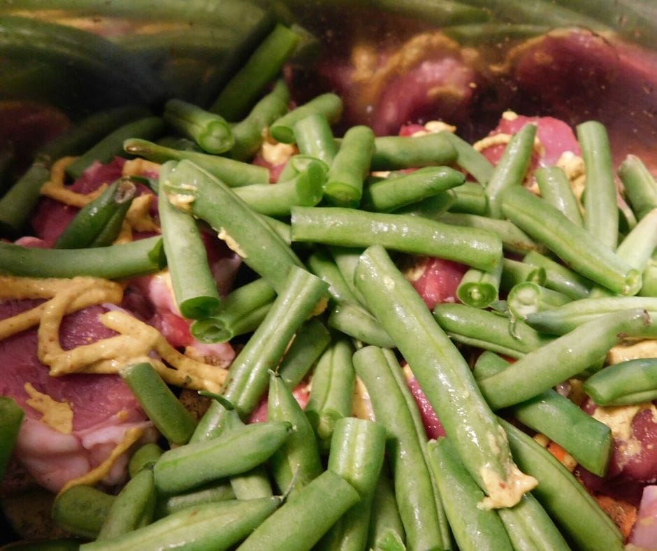 green beans on top of pork tenderloin casserole