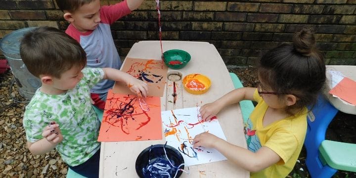 I love finding new ideas for process art and this yarn painting for kids is so much fun! Using what you have around the house for art projects is my favorite.