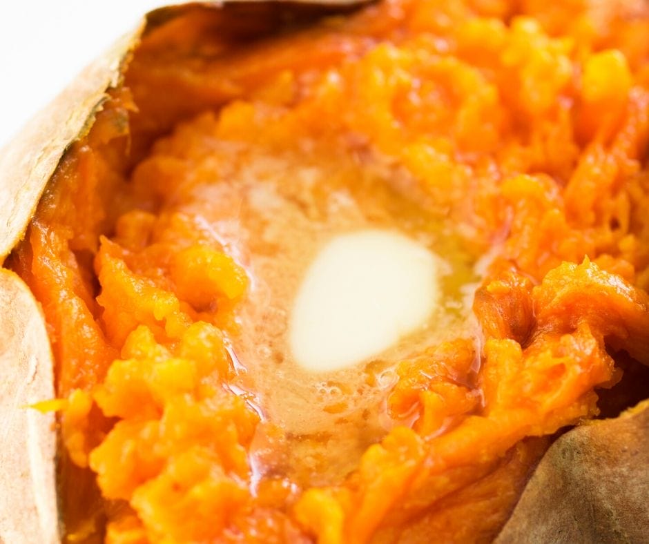 baked sweet potato with butter