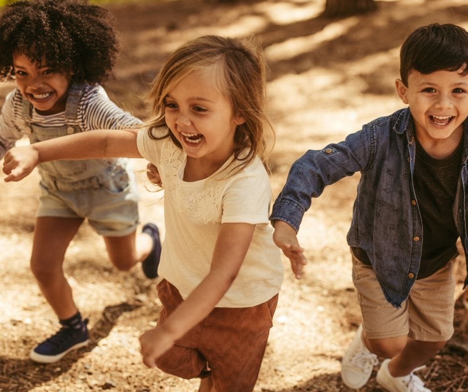 preschool children running