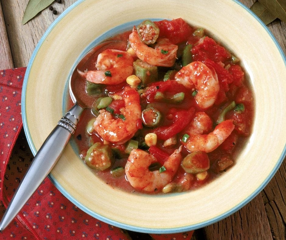 shrimp gumbo in a bowl
