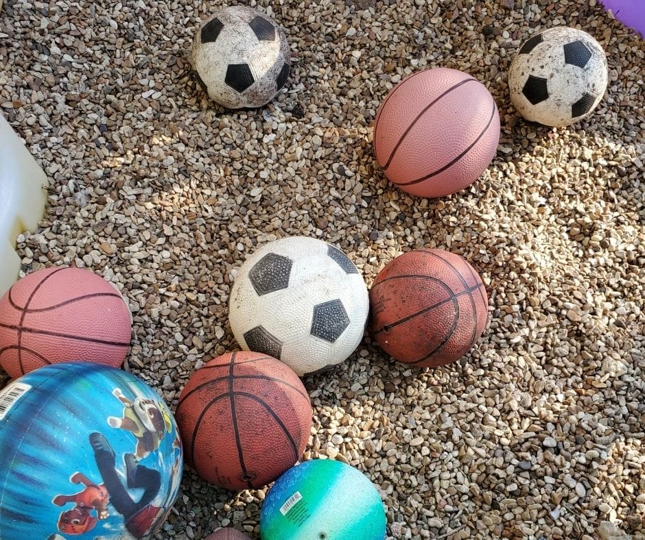 assorted balls on the home daycare playground