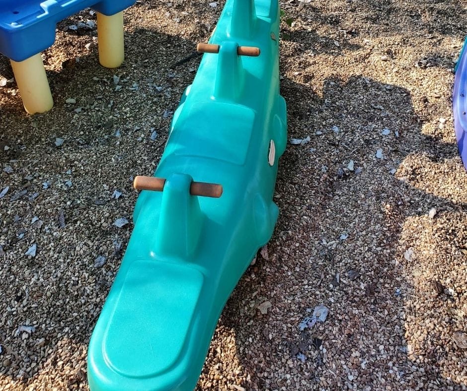 alligator teeter totter on home daycare playground