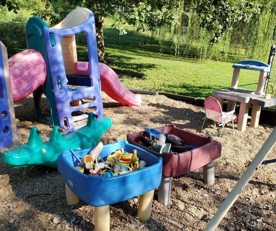 home daycare playground with climbers and toys