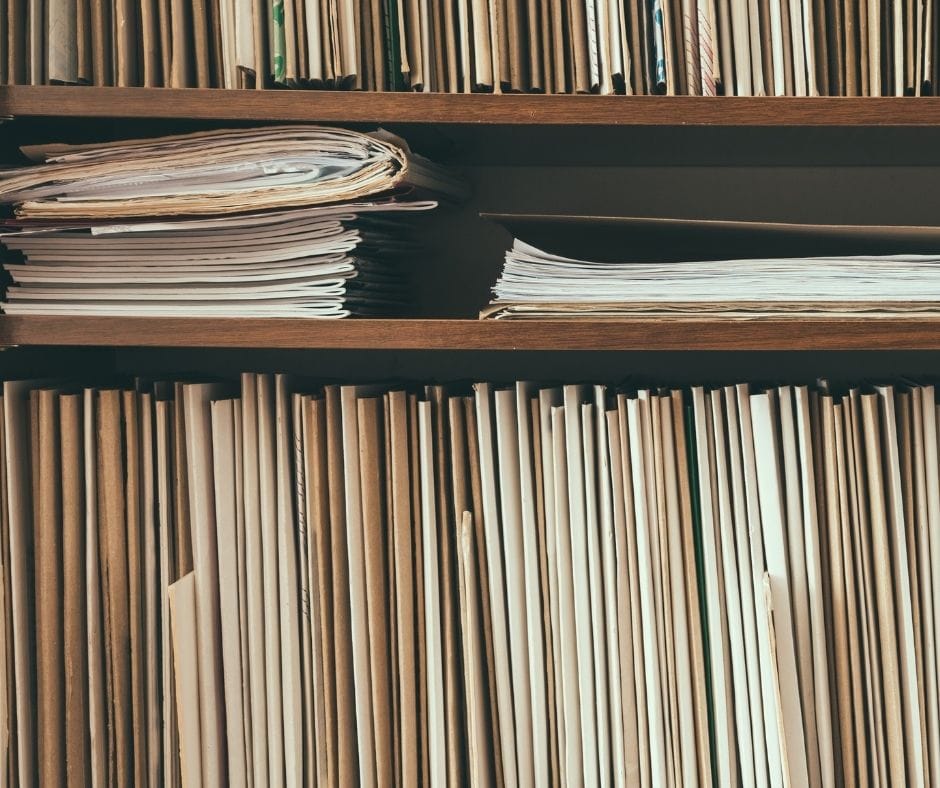 shelves full of files