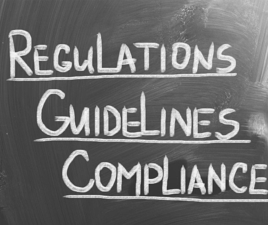 chalk board with words on it, regulations, guidelines, compliance