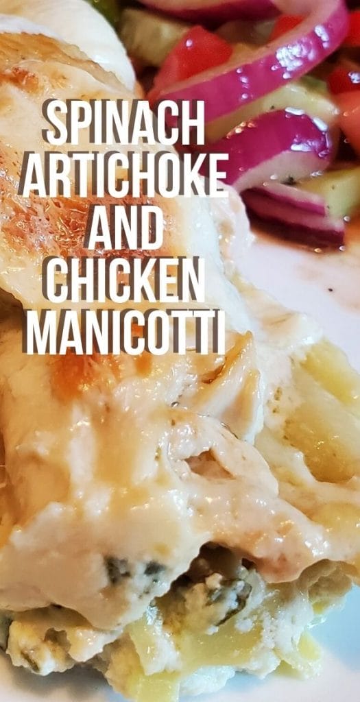 There is no better comfort food than cheesy pasta and this spinach artichoke and chicken manicotti will not disappoint.