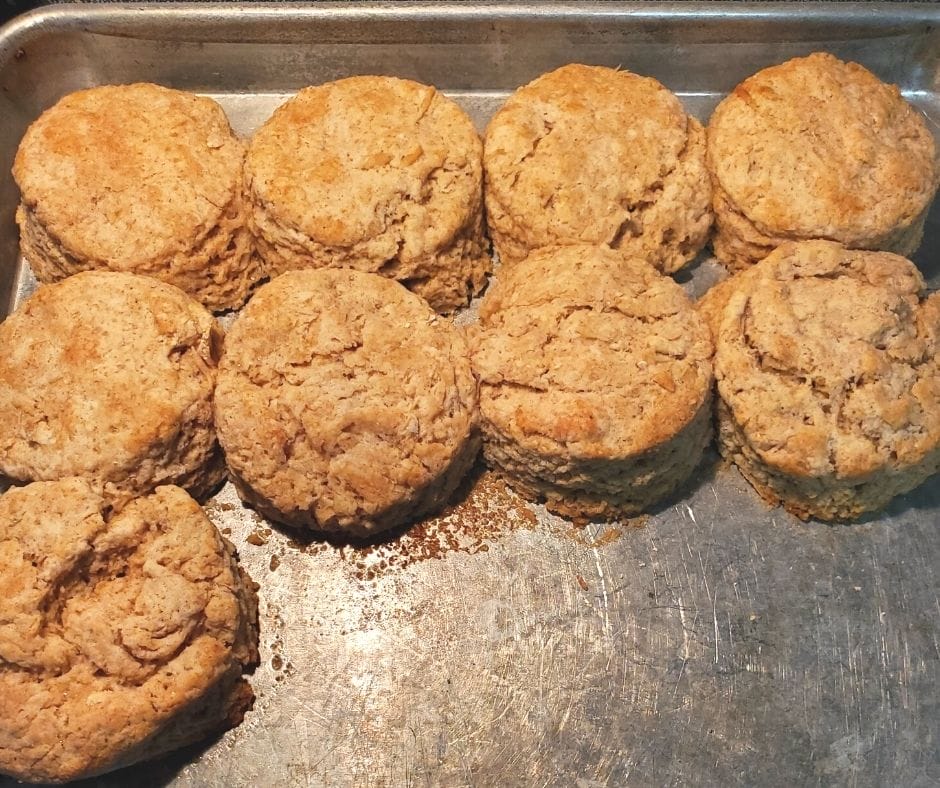 pan of biscuits from the oven