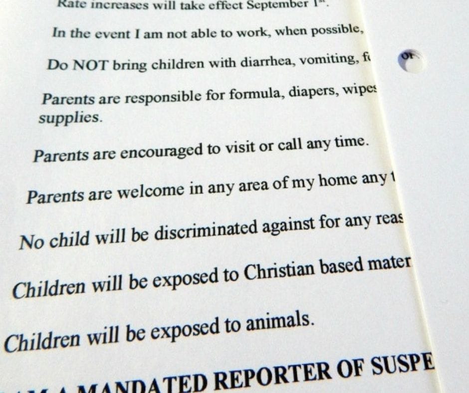 home daycare contract