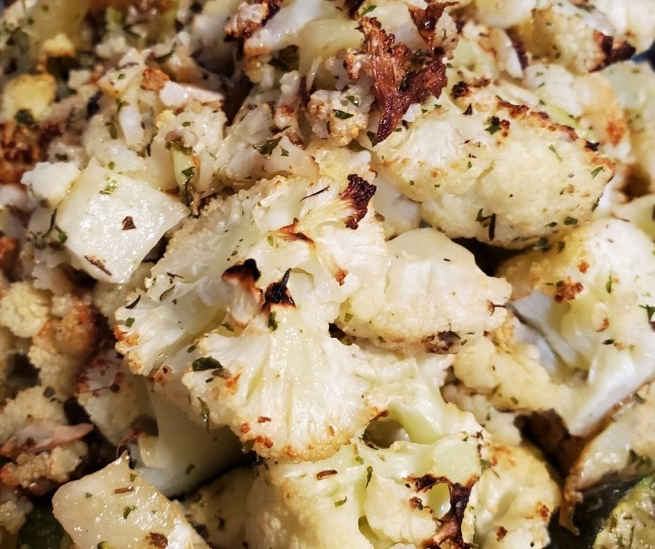 air fried cauliflower with browned bits