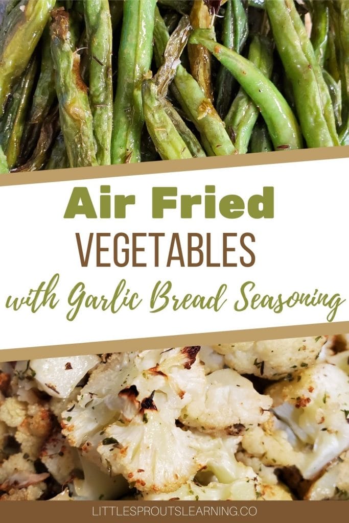 air fried green beans and cauliflower on sheet pans