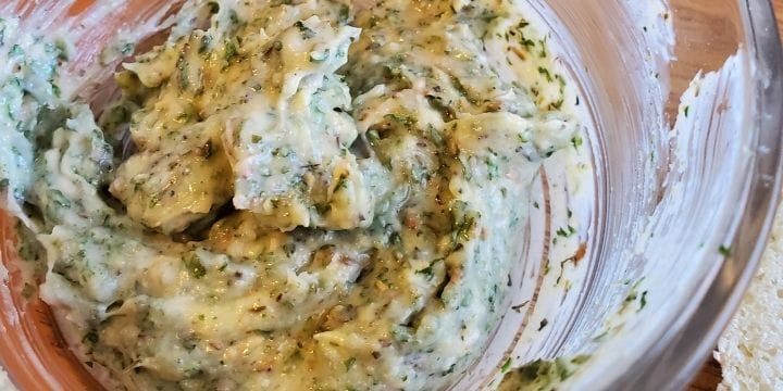 Making compound butter is easy as can be and it delivers flavor galore. I love making garlic compound butter with my homemade garlic bread seasoning and using it to make garlic bread and crostini.