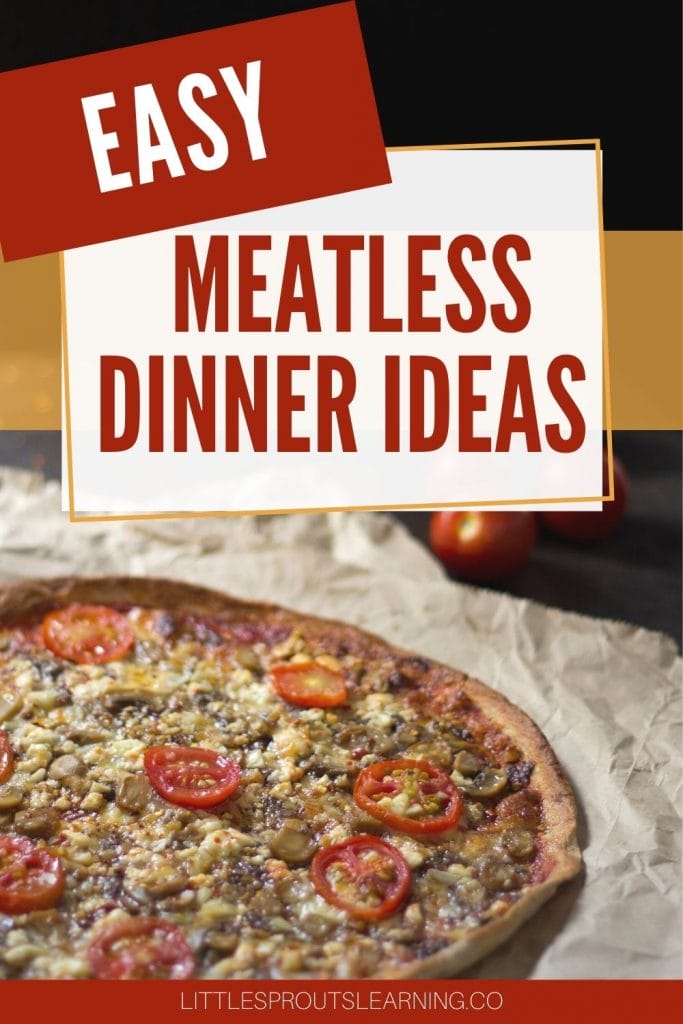 Fresh veggie meatless dinner pizza on a towel on a table