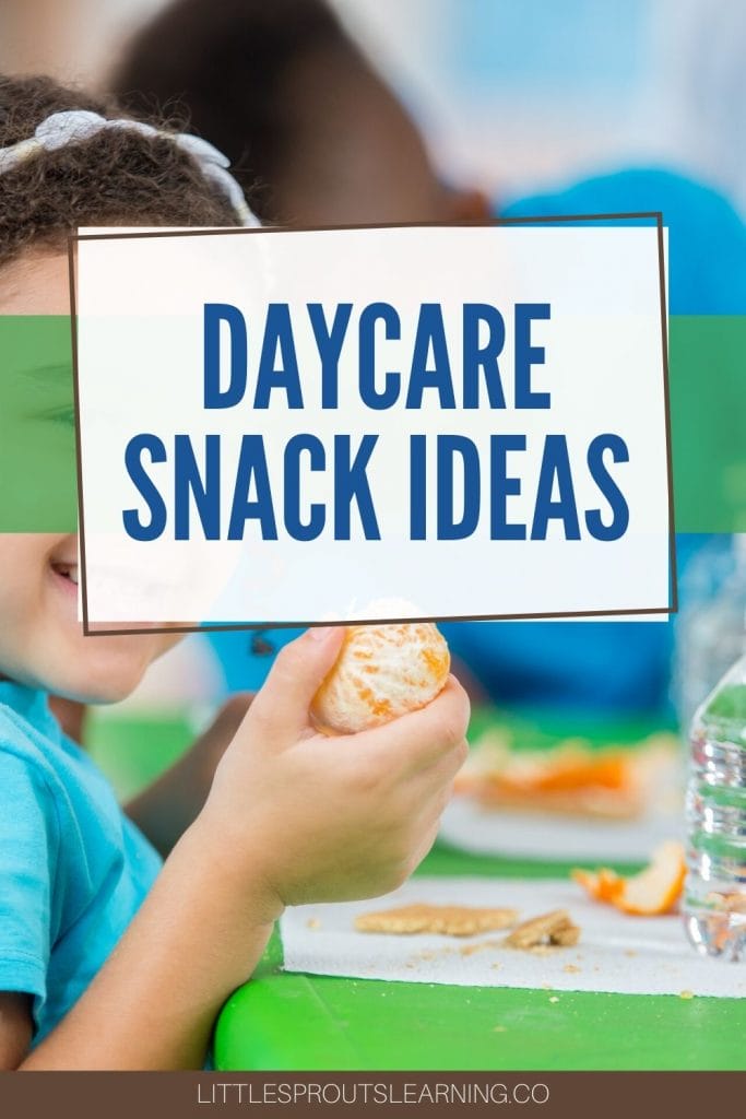 kids eating snacks at daycare, peeling oranges and bottles of water