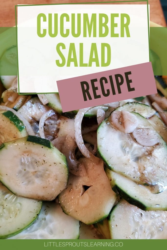 cucumber salad in a bowl with onions and dill