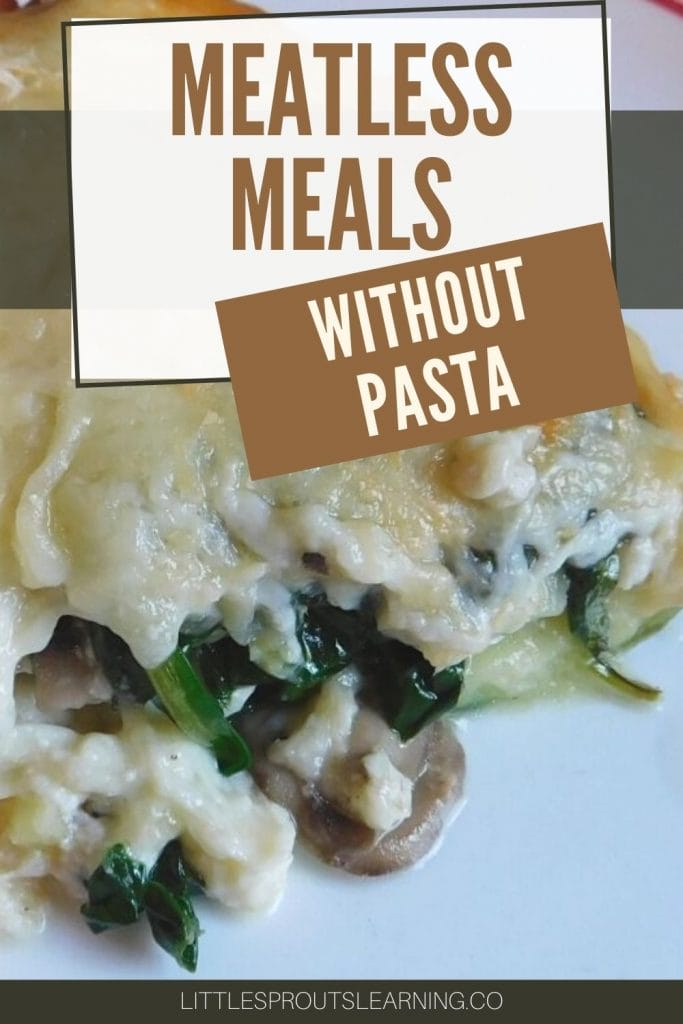 meatless lasagna with zucchini noodles on a plate