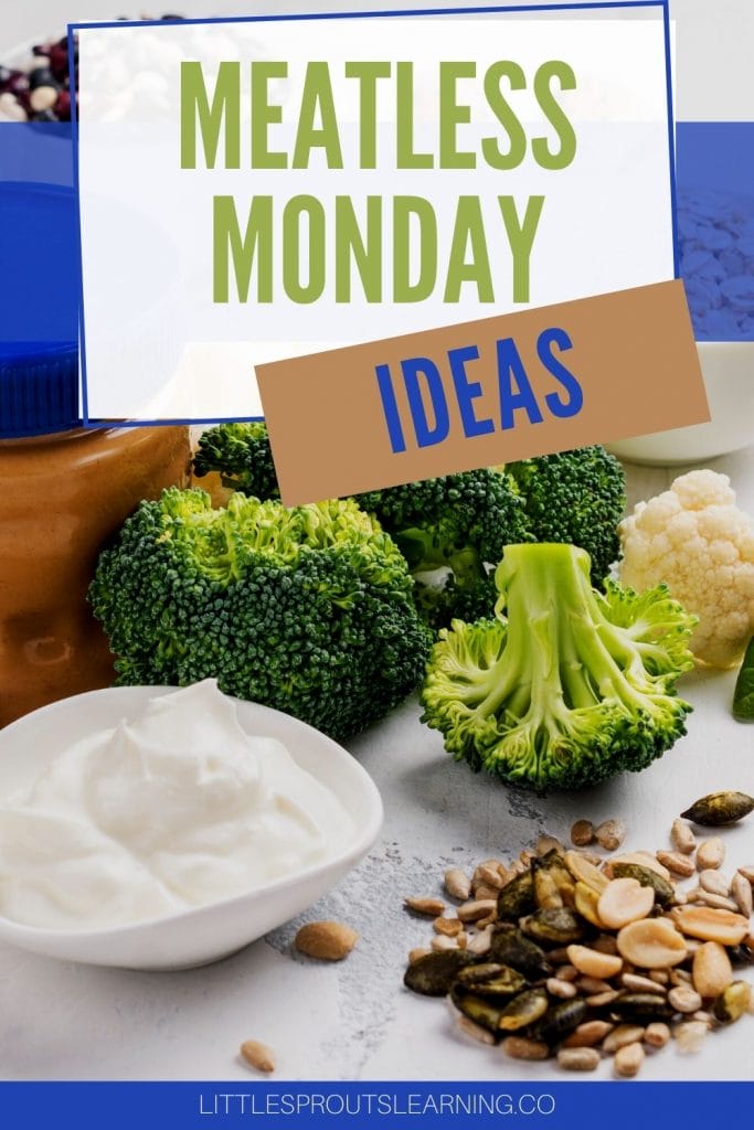 yogurt, seeds, and vegetables on a tray for meatless monday ideas