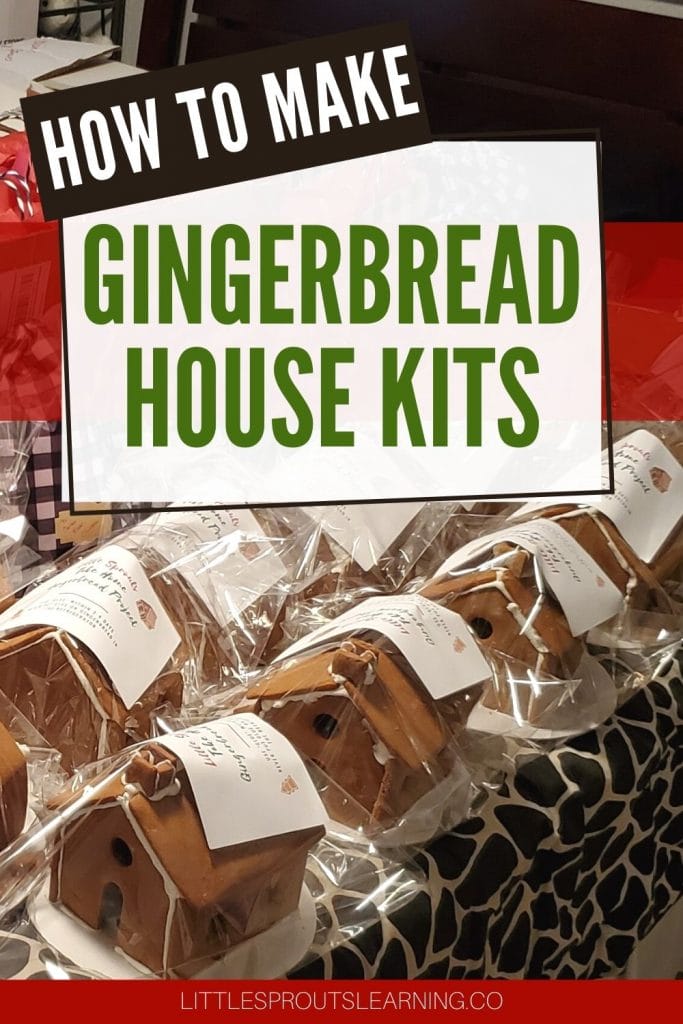 Kits for decorating gingerbread houses in packages lined up