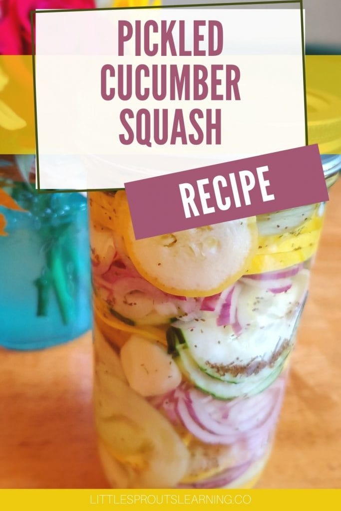 Pickled cucumber squash recipe in a jar on the table