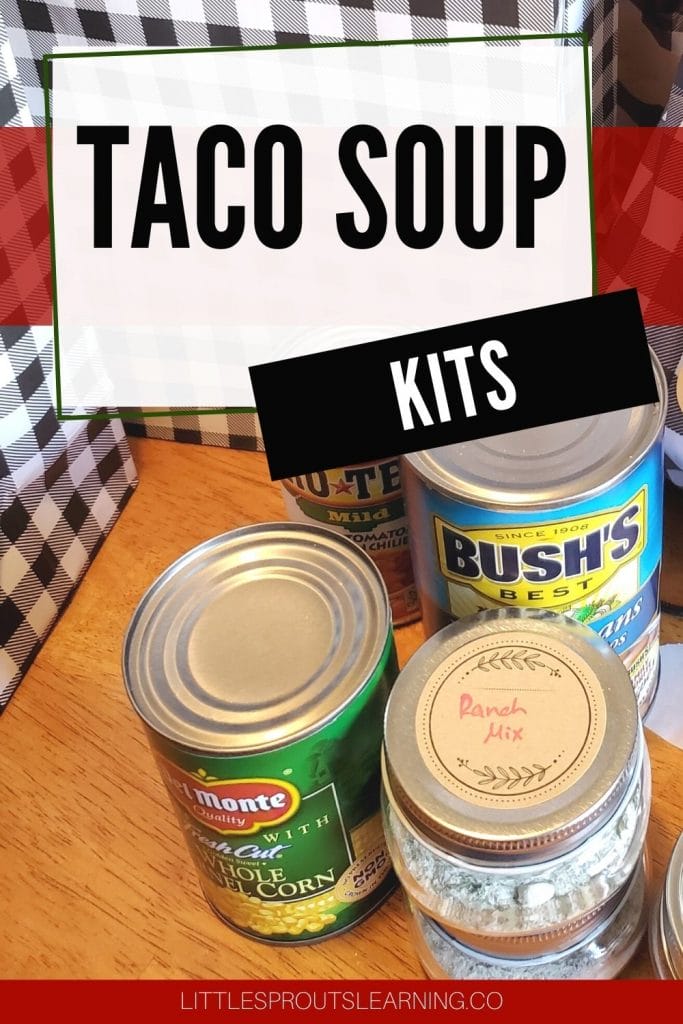 Taco soup ingredients in cans for take home kit
