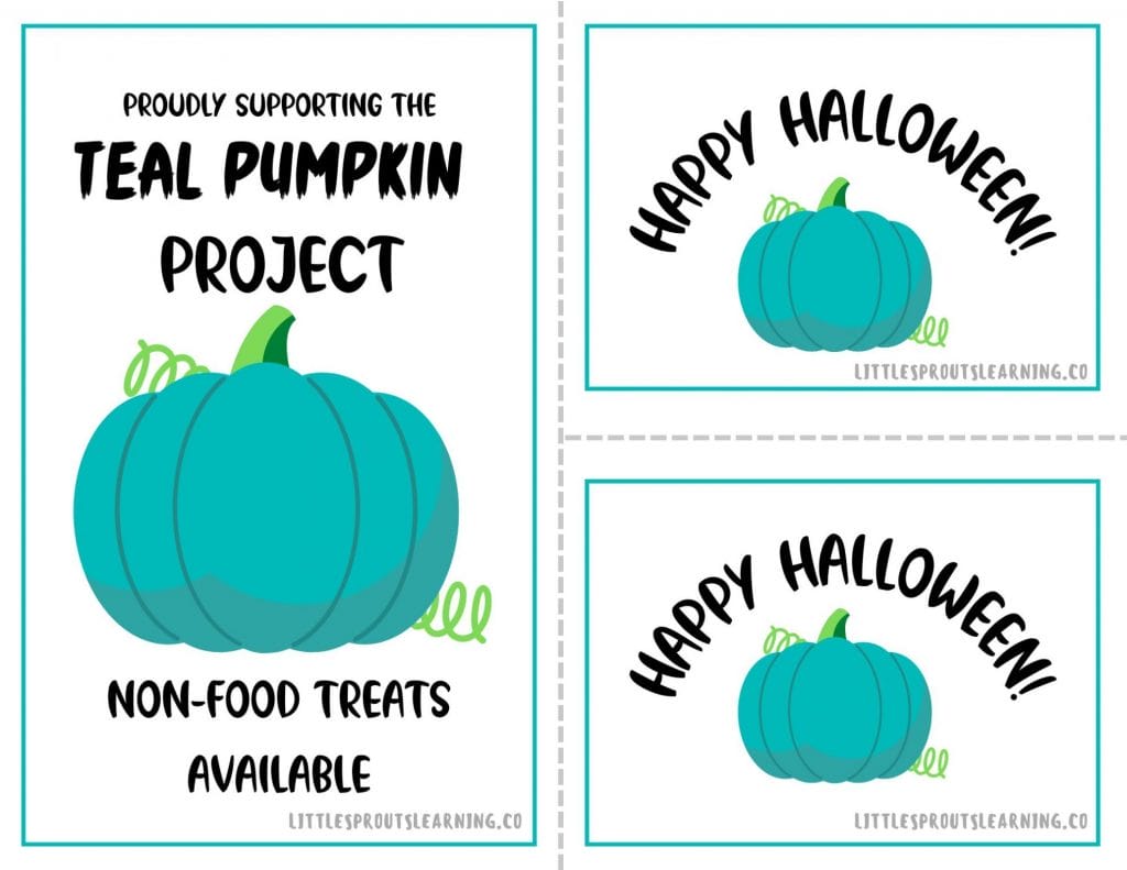 teal pumpkin Halloween signs