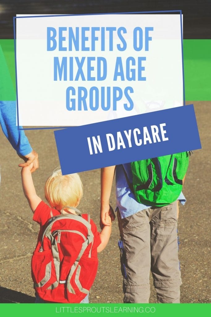 Mixed age groups of kids holding hands going to daycare