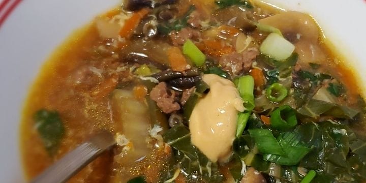 Chinese Minced Beef Soup in a bowl