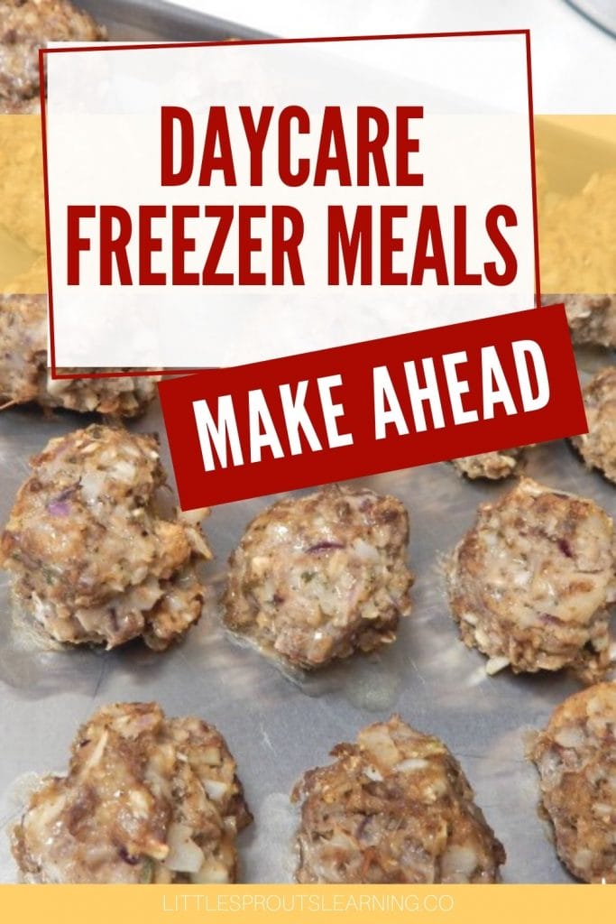 Daycare Freezer Meals meatballs on a sheet tray