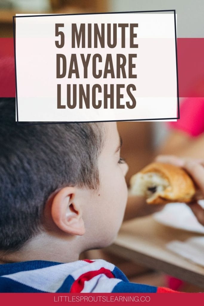 child eating daycare lunch at the table