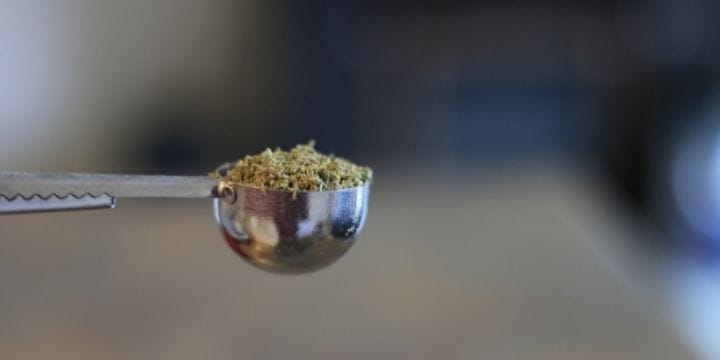 measurement spoon full of herbs