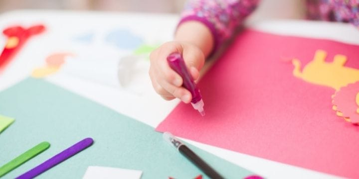 child making art at holiday party