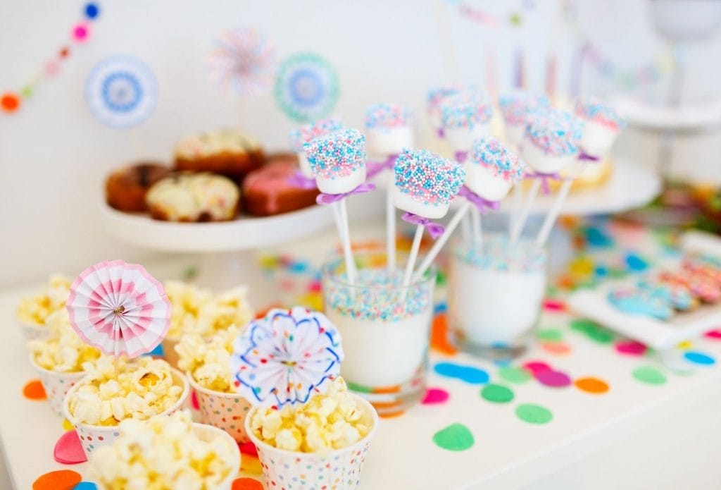 preschool party food on a table celebrating special days, parties, and holidays in daycare