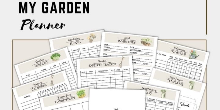 printable vegetable garden planner sheets arranged in a pile