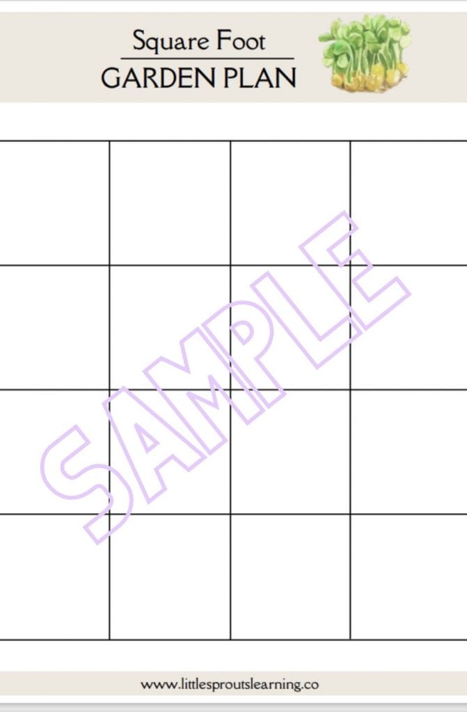 square foot garden planner sample sheet