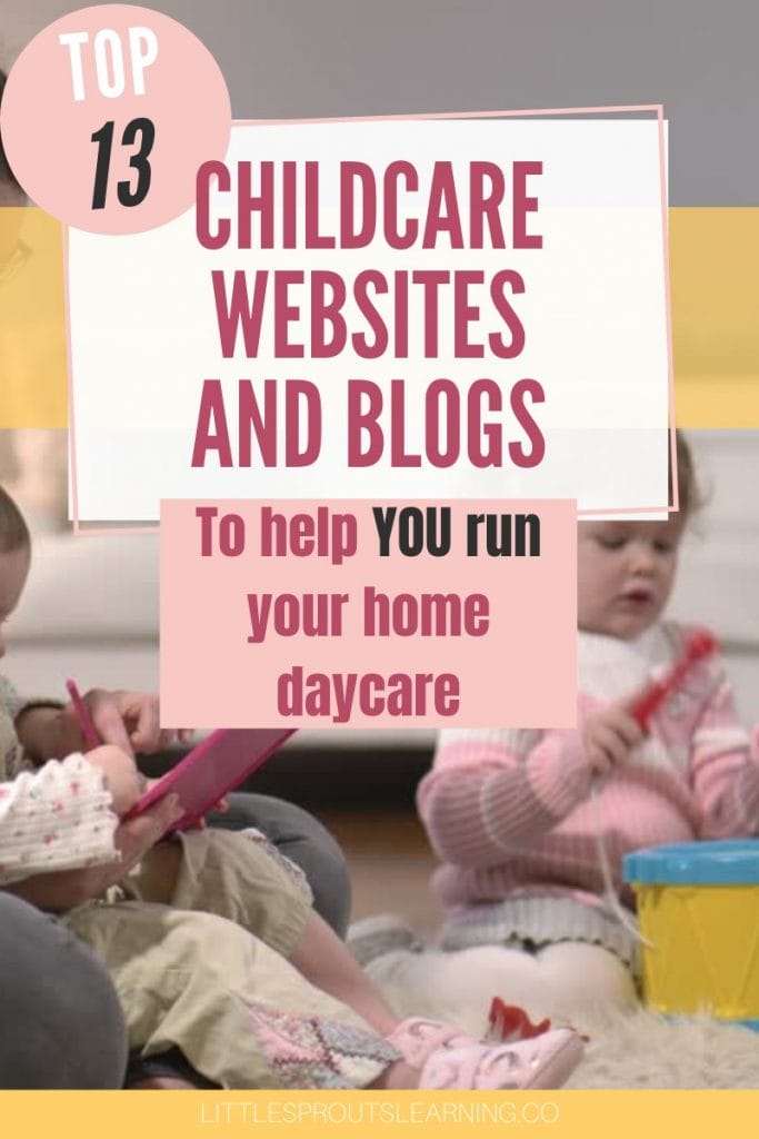 Child playing on a drum next to a childcare provider holding a baby drawing on a clip board