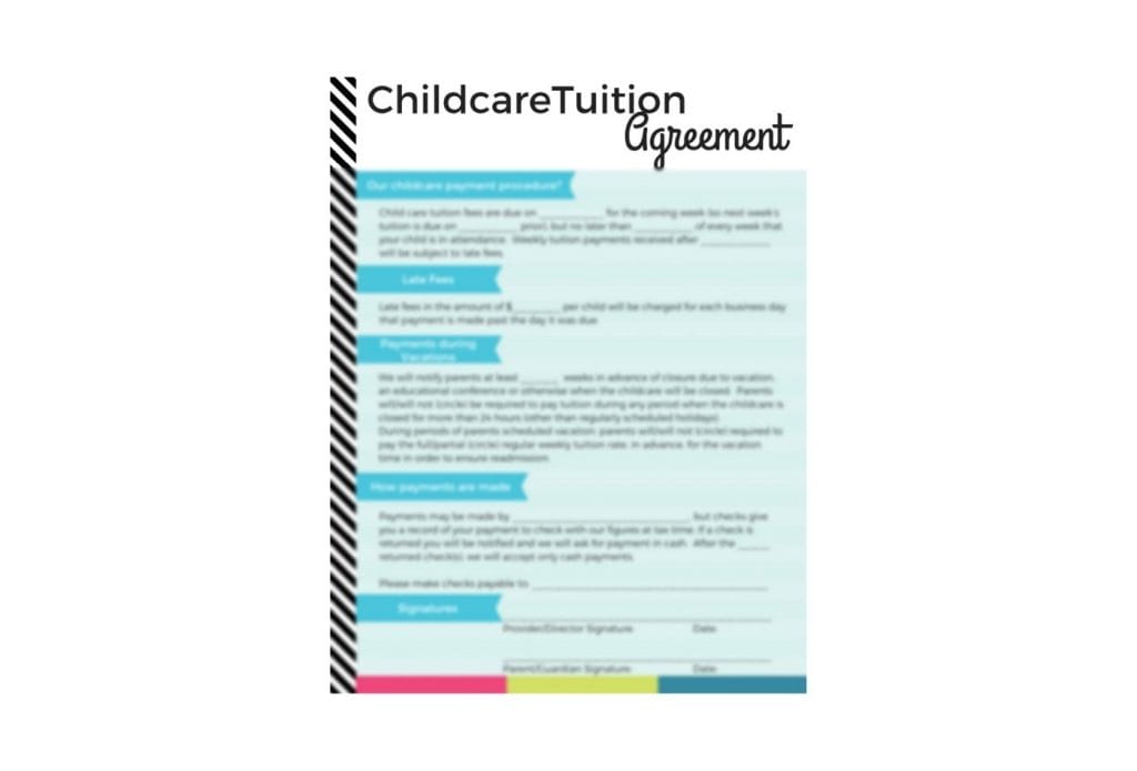 childcare tuition agreement image