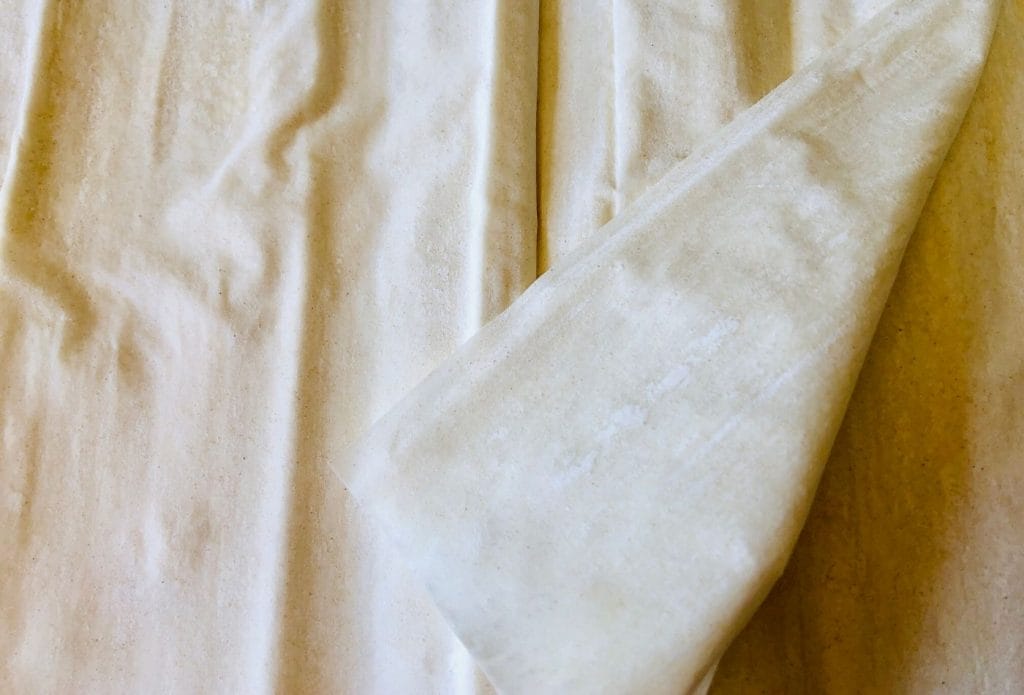 phyllo dough laid out on a table