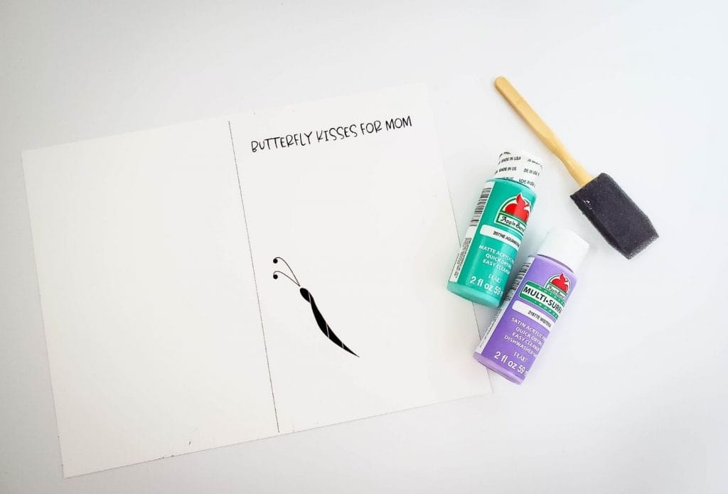 paint, foam brush, and mother's day card template printout