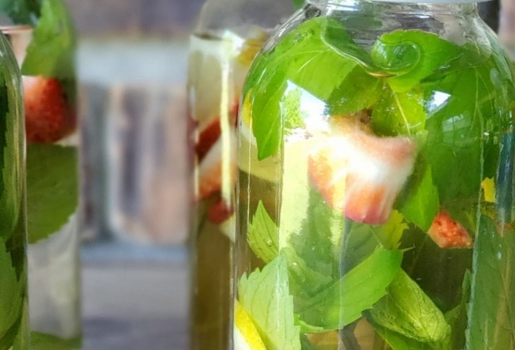 infused water on a cabinet