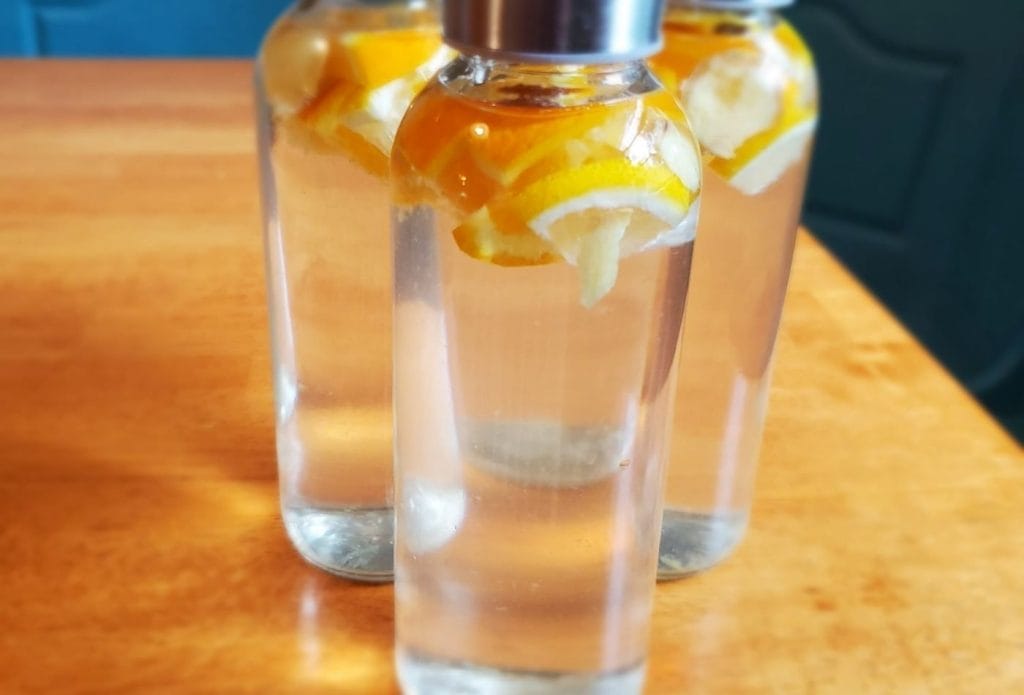 lemon ginger water in bottles on the table