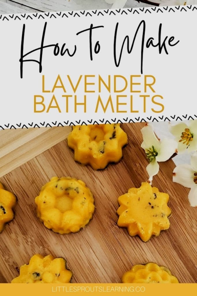 bath melts with lavender on a board