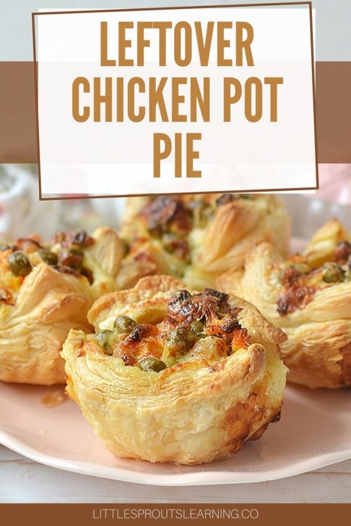 mini chicken pot pies made with leftover chicken on a plate