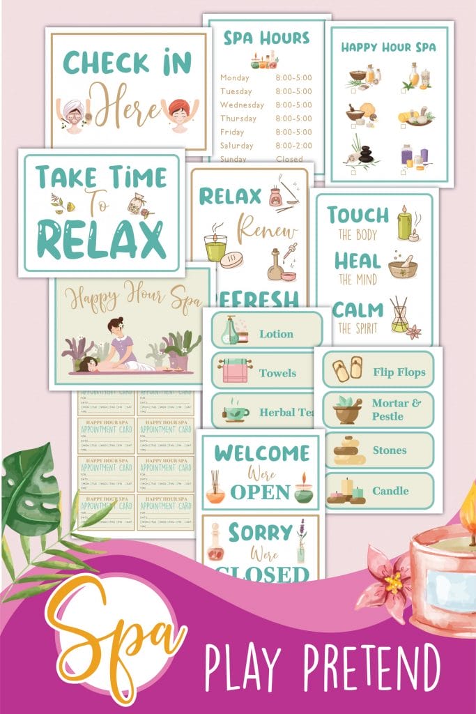 spa dramatic play printable mockup
