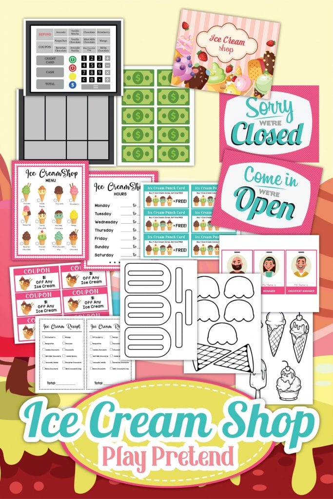 ice cream shop dramatic play printable mockup