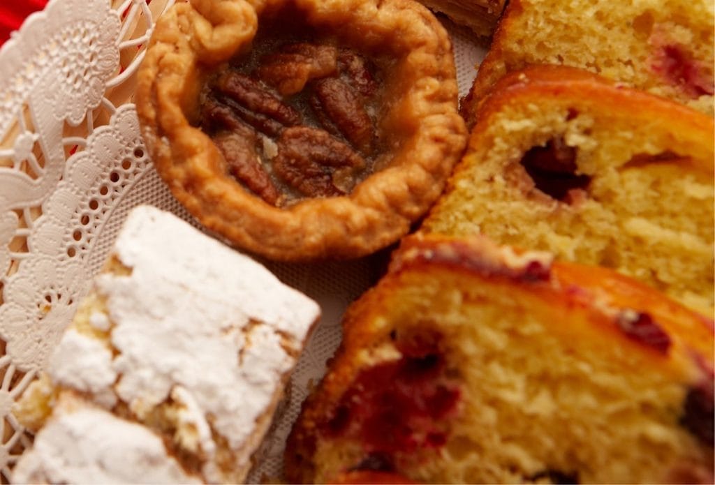 baked goods on a table lined up